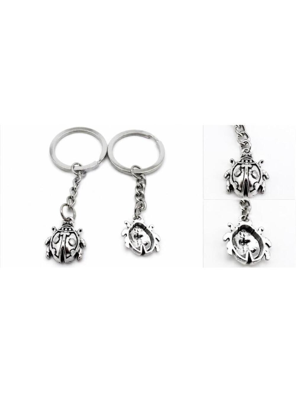 Ladybug Heart Keychain Silver Tone Bag Charm Gift - Picture 5 of 5